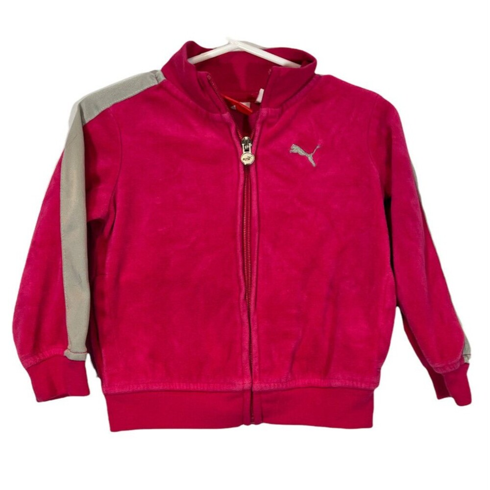 Puma Velour Girls Toddler Full Zip Jacket - Size 24 Months pink